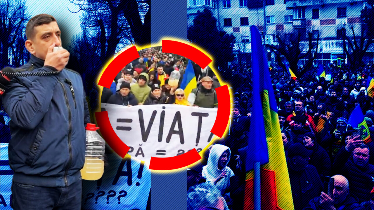 george-simion-protesteaza-la-curtea-de-arges-alaturi-de-localnicii-care-nu-au-apa-potabila-de-patru-luni:-bolojan-o-tine-in-brate-pe-buzoianu