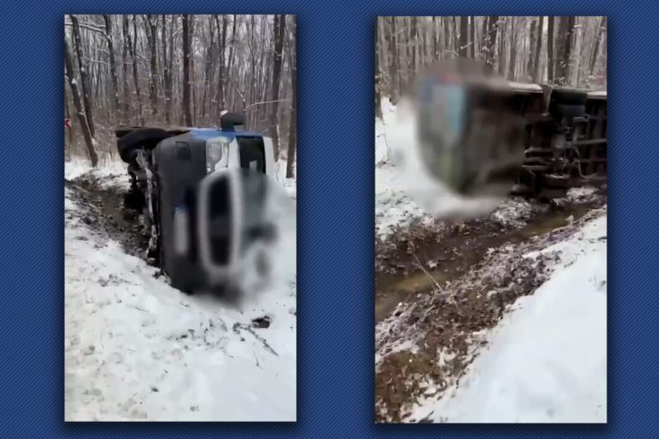un-microbuz-cu-pasageri-s-a-rasturnat-in-dambovita.-soferul-a-fost-amendat-pentru-starea-anvelopelor