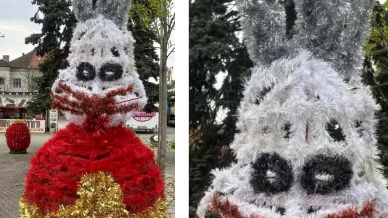 iepurasi-cu-aspect-horror,-montati-in-centrul-municipiului-baia-mare.-ce-spun-localnicii