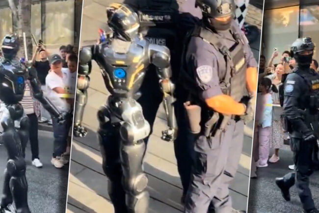 robo-politistii-in-china.-in-shenzhen,-multimi-de-oameni-s-au-adunat-pentru-a-i-urmari-pe-roboti-la-lucru