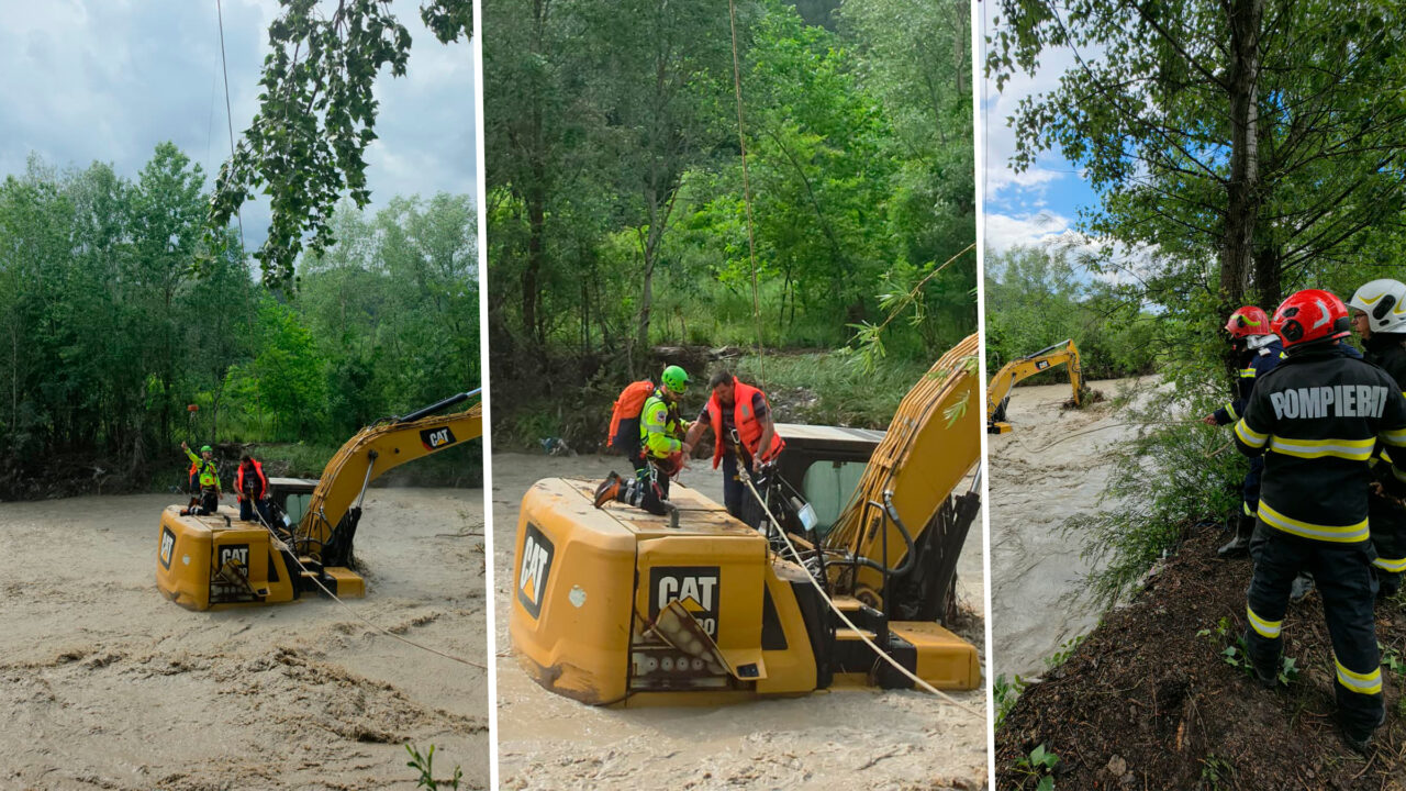 interventie-dificila-in-dambovita-barbat-surprins-de-viitura,-pe-excavator.-a-intervenit-elicopterul-mai